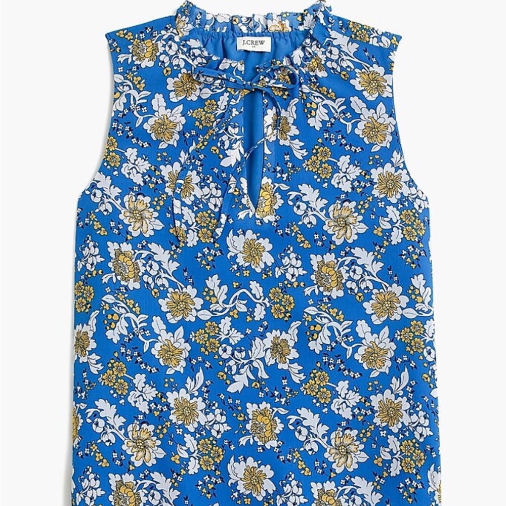 Floral ruffle tie-neck top J Crew size M nwt
